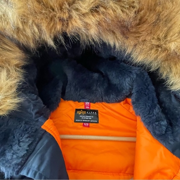ALPHA INDUSTRIES N -3B replica blue army XL HOODED PARKA winter‎ coat - Picture 5 of 16
